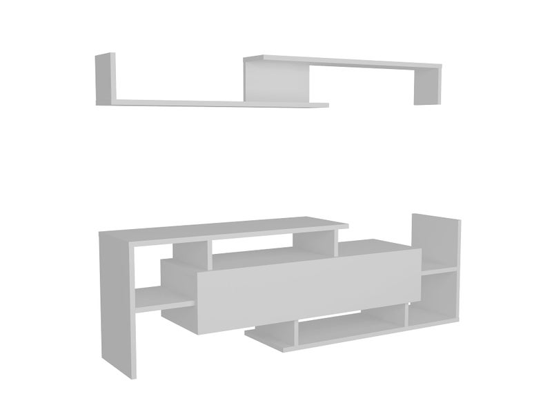 Home Canvas Dream TV Unit with Storage & Wall Shelves – White | Modern TV Stand | Upto 65 inch TV - Image 4